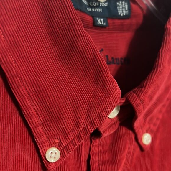 🔥POLO RALPH LAUREN Red Corduroy Pattern Button Shirt - GUC - XL (fits Bigger) - Picture 5 of 10